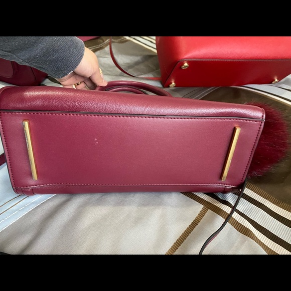 Céline Dion Octave Leather Satchel Burgundy - Picture 3 of 4